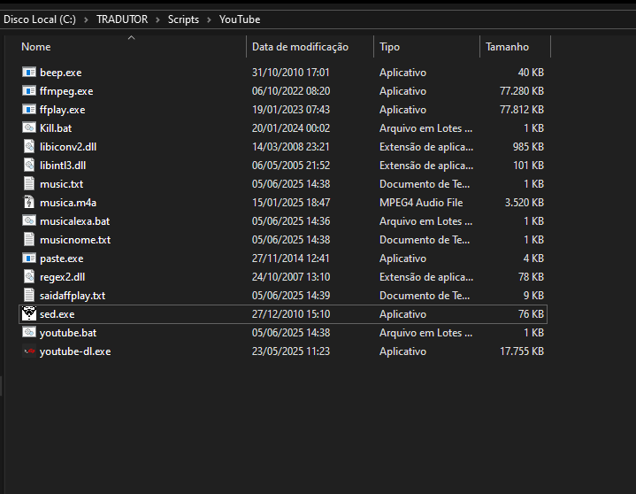 Arquivos do Script YouTube