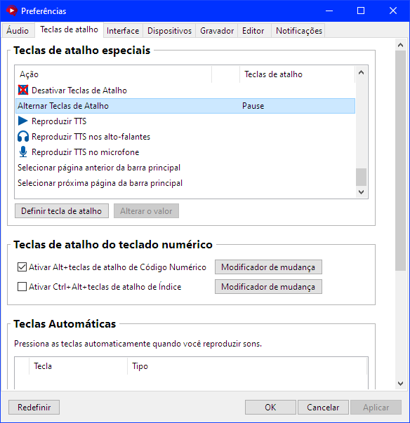 Atalho Pause Break no Soundpad