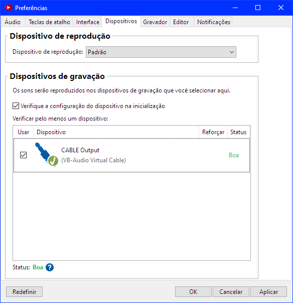 Seleção de Dispositivo no Soundpad