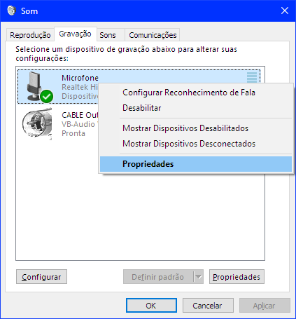 Configuração Experimental do Microfone Real